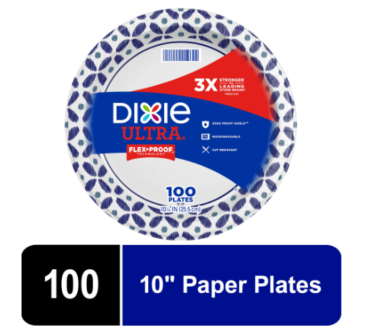 Dixie Ultra Disposable Paper Plates; 10 in; 100 Count