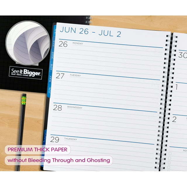 See It Bigger Monthly & Weekly Planner, April 2023 - June 2024 (9.75" x 11") Black