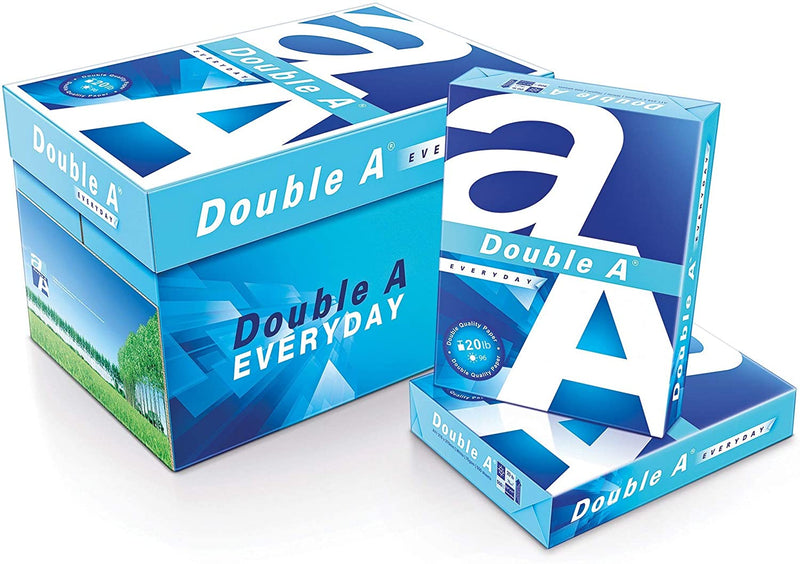 Double A Everyday Copy and Multi-Use Paper, Letter Size (8 1/2" x 11"), 96 (U.S.) Brightness, 20 Lb, Carton of 10 Reams