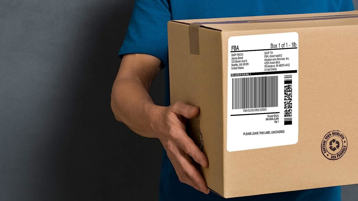 3000 Pack Thermal Transfer Tags 4" x 6.5". Perforated Self-Adhesive Rolls. Mailing Postage. Printing Paper. Blank for Shipping; Barcoding. Compatible with Desktop and Industrial Printers.