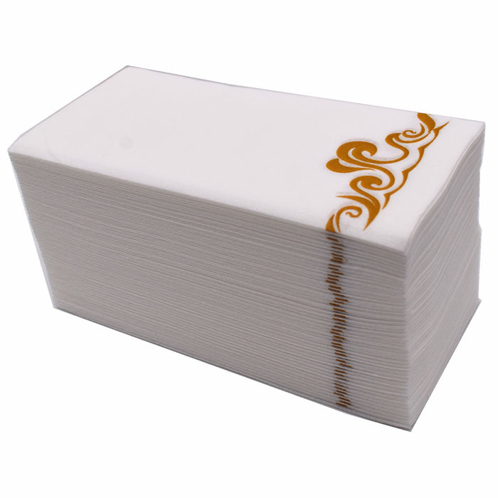 [100 Pack] Disposable Guest Towels Linen-Feel Paper Hand Towels;  Decorative Bathroom Hand Napkins for Kitchen; Weddings;  Dinners or Parties(Shipment From FBA)