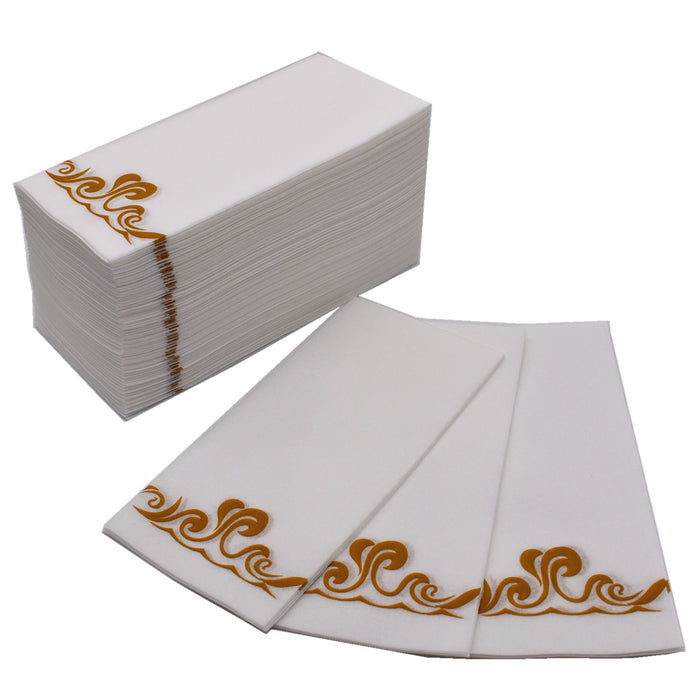 [100 Pack] Disposable Guest Towels Linen-Feel Paper Hand Towels;  Decorative Bathroom Hand Napkins for Kitchen; Weddings;  Dinners or Parties(Shipment From FBA)
