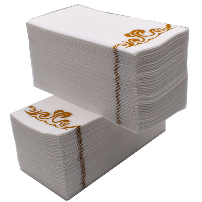 [100 Pack] Disposable Guest Towels Linen-Feel Paper Hand Towels;  Decorative Bathroom Hand Napkins for Kitchen; Weddings;  Dinners or Parties(Shipment From FBA)