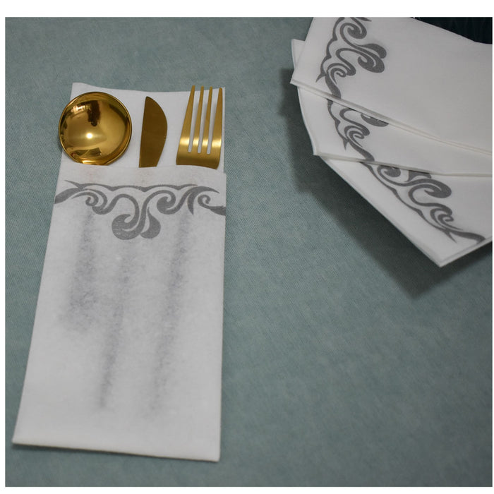[100 Pack] Disposable Guest Towels Linen-Feel Paper Hand Towels;  Decorative Bathroom Hand Napkins for Kitchen; Weddings;  Dinners or Parties(Shipment From FBA)
