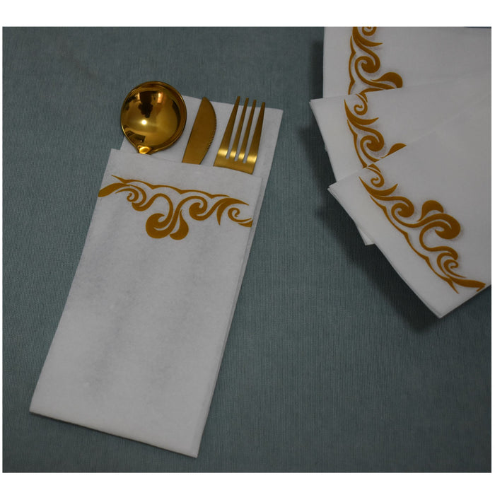 [100 Pack] Disposable Guest Towels Linen-Feel Paper Hand Towels;  Decorative Bathroom Hand Napkins for Kitchen; Weddings;  Dinners or Parties(Shipment From FBA)