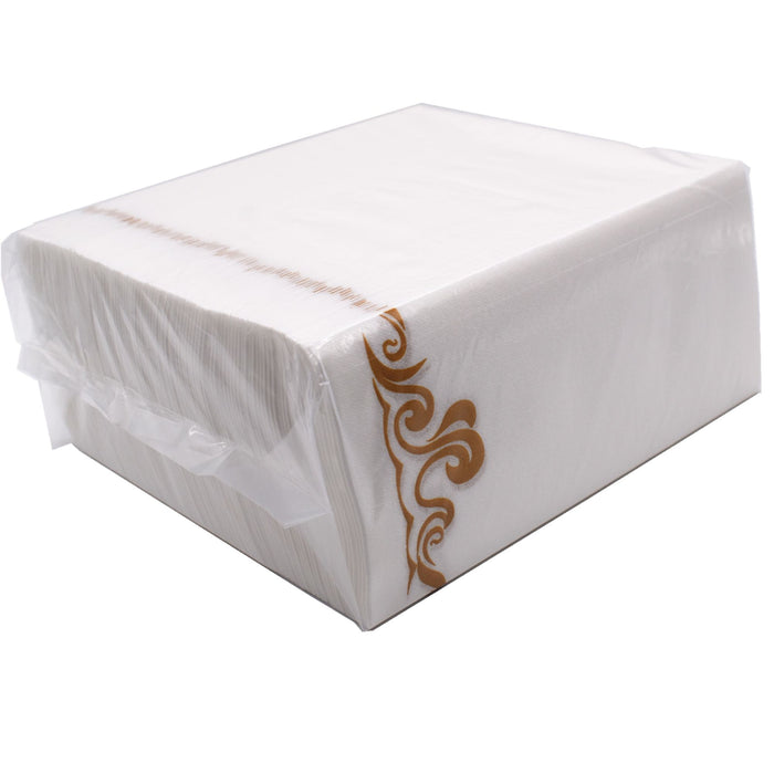 [100 Pack] Disposable Guest Towels Linen-Feel Paper Hand Towels;  Decorative Bathroom Hand Napkins for Kitchen; Weddings;  Dinners or Parties(Shipment From FBA)