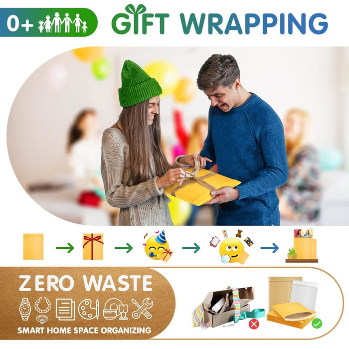 Pack of 10 Yellow Kraft Bubble Mailers 12.5 x 18 Paper Cushion Padded Envelopes 12 1/2 x 18 Shipping Bags with Peel and Seal for Mailing Packing and Packaging; Pouch Bags with Cushioning